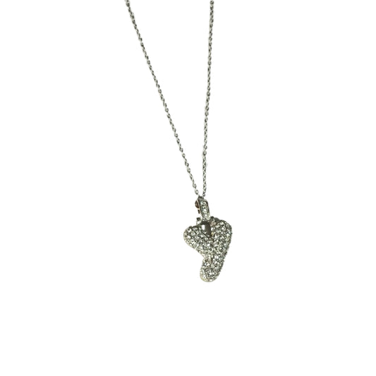 Gift For Valentine's Day Silver Stone Studded Y Initial Charm Necklace - DropShp