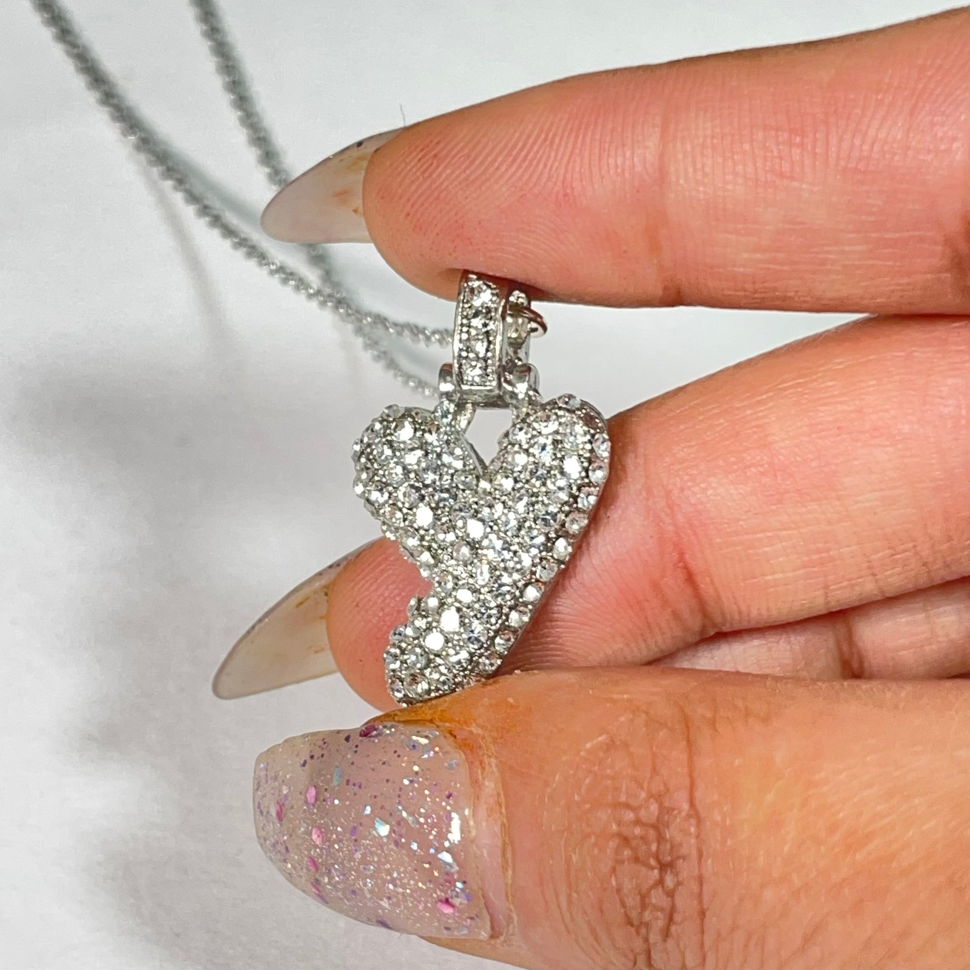 Gift For Valentine's Day Silver Stone Studded Y Initial Charm Necklace - DropShp