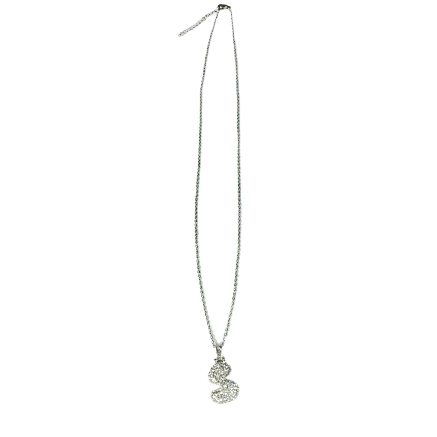 Gift For Valentine's Day Silver Stone Studded S Initial Charm Necklace - DropShp