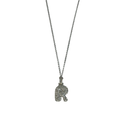 Gift For Valentine's Day Silver Stone Studded R Initial Charm Necklace - DropShp