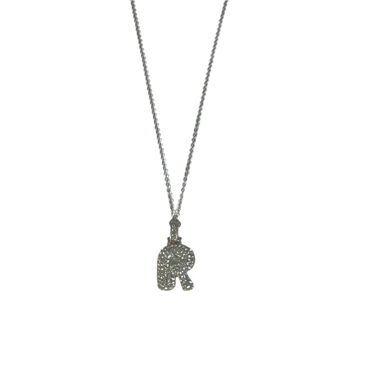 Gift For Valentine's Day Silver Stone Studded R Initial Charm Necklace - DropShp