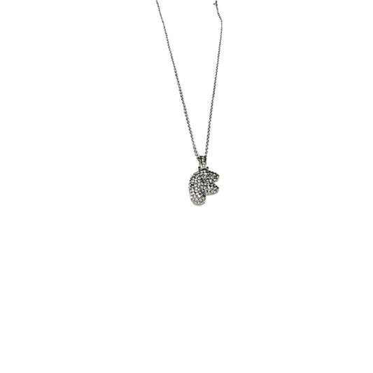 Gift For Valentine's Day Silver Stone Studded F Initial Charm Necklace - DropShp