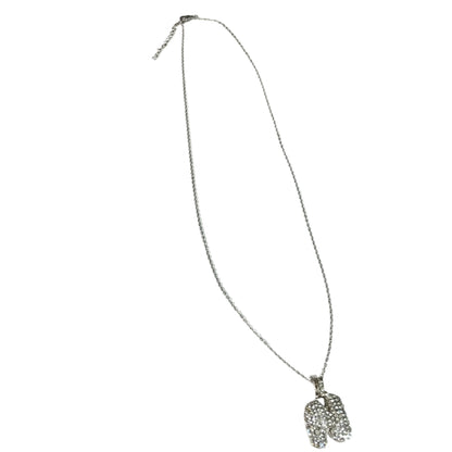Gift For Valentine's Day Silver Stone Studded N Initial Necklace - DropShp