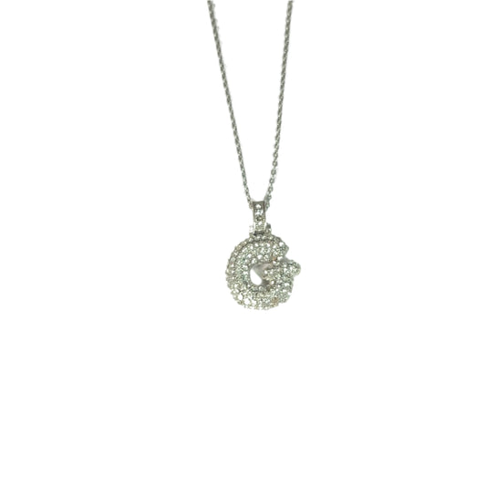 Gift For Valentine's Day Silver Stone Studded G Initial Necklace - DropShp