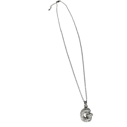 Gift For Valentine's Day Silver Stone Studded G Initial Necklace - DropShp