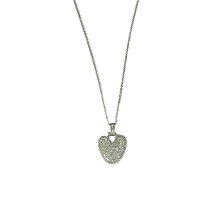 Gift For Valentine's Day Silver Stone Studded Heart Charm Necklace - DropShp