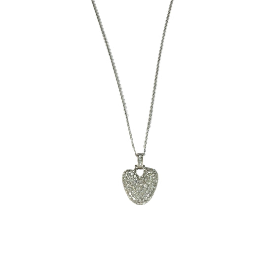 Gift For Valentine's Day Silver Stone Studded Heart Charm Necklace - DropShp