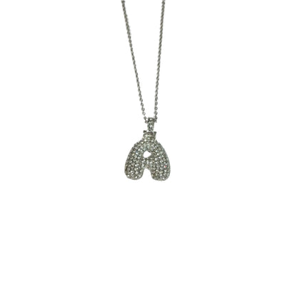 Gift For Valentine's Day Silver Stone Studded A Initial Necklace - DropShp
