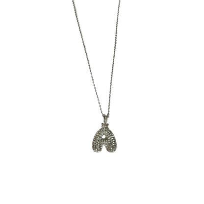 Gift For Valentine's Day Silver Stone Studded A Initial Necklace - DropShp