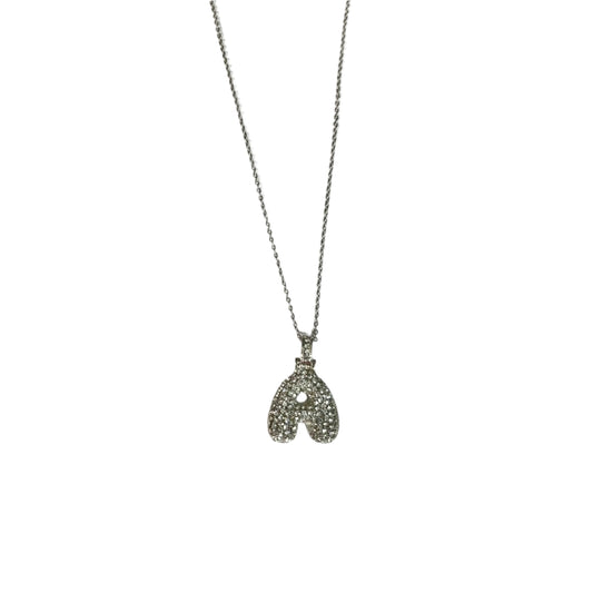 Gift For Valentine's Day Silver Stone Studded A Initial Necklace - DropShp