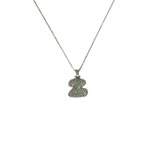 Gift For Valentine's Day Silver Stone Studded Z Initial Charm Necklace - DropShp
