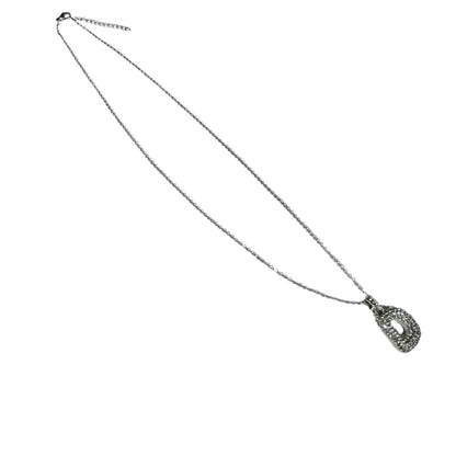 Gift For Valentine's Day Silver Stone Studded D Initial Necklace - DropShp