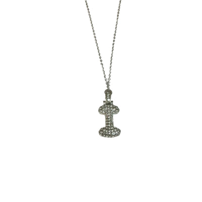 Gift For Valentine's Day Silver Stone Studded I Initial Necklace - DropShp