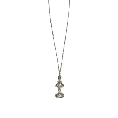 Gift For Valentine's Day Silver Stone Studded I Initial Necklace - DropShp