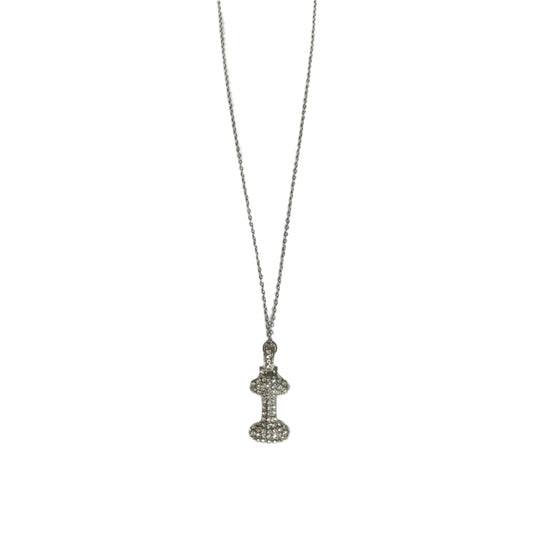 Gift For Valentine's Day Silver Stone Studded I Initial Necklace - DropShp