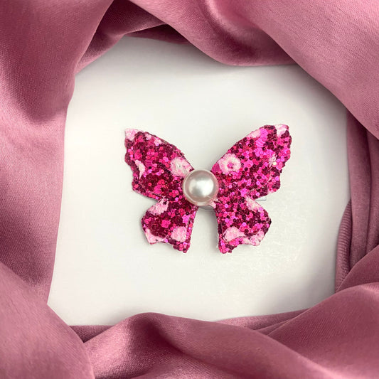 Pink Glitter Butterfly Hair Clips - DropShp