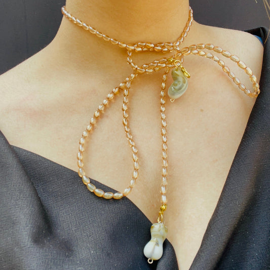 Shiny Teardrop Beads Scarf Necklace - DropShp