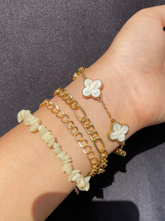 Pack Of 4 Crystal Layered Beaded Bracelets Stack - DropShp