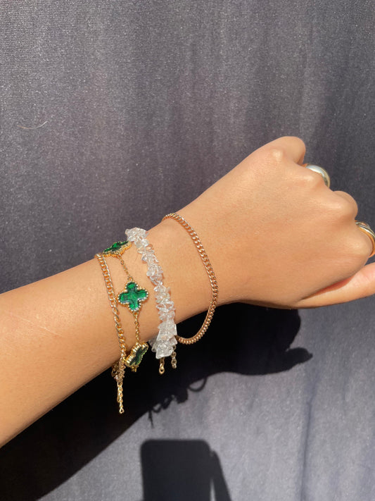 Pack Of 4 Crystal Layered Beaded Bracelets Stack - DropShp