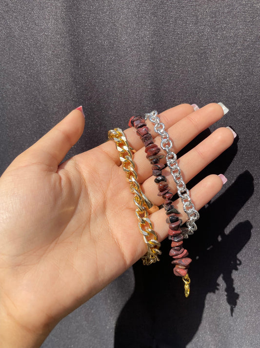 Pack Of 3 Crystal Layered Beaded Bracelets Stack - DropShp