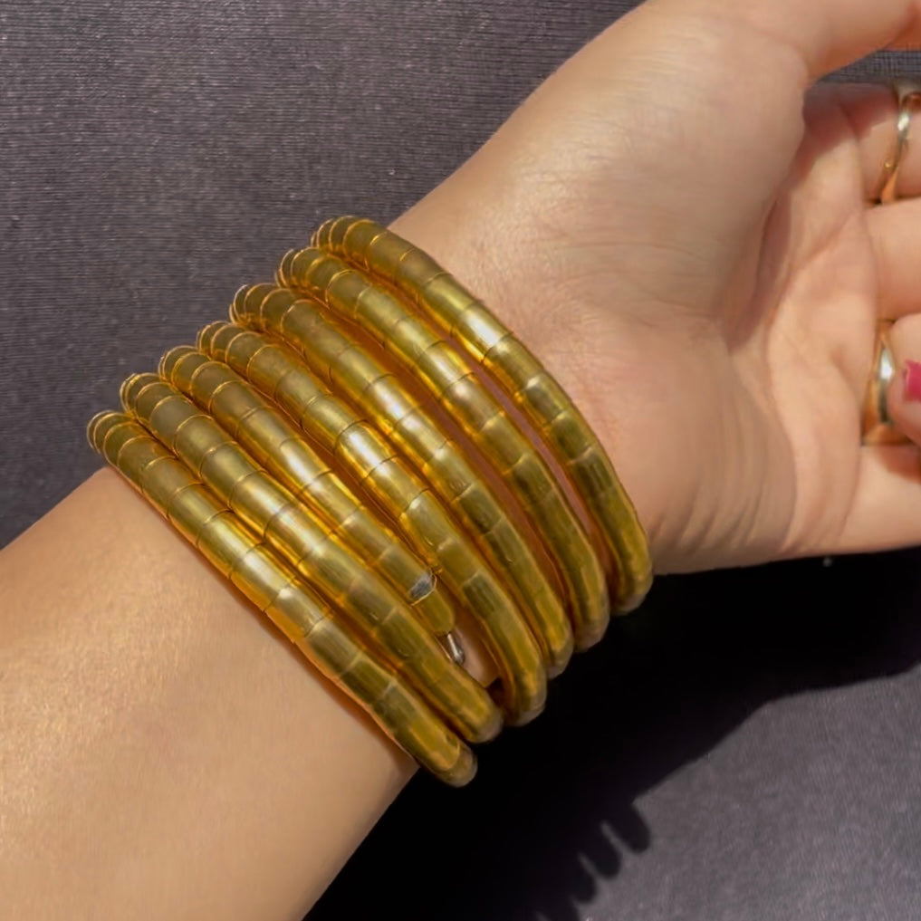 Golden Spiral Cuff Bangle Free Size Spring Bracelet - DropShp