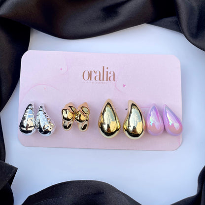 Pack of 4 Teardrop Korean Earrings Card Combo Pack - DropShp