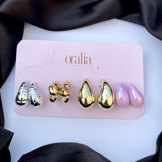 Pack of 4 Teardrop Korean Earrings Card Combo Pack - DropShp