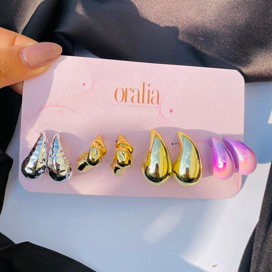 Pack of 4 Teardrop Korean Earrings Card Combo Pack - DropShp