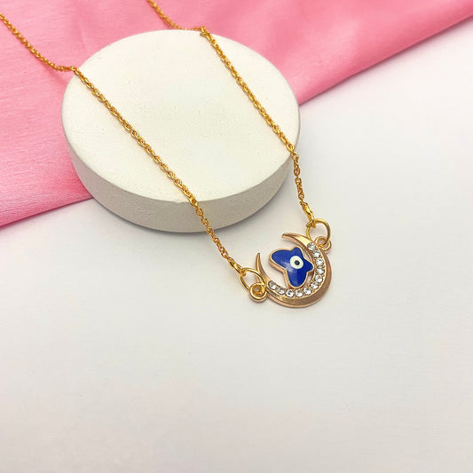 Waterproof Golden Butterfly Evil Eye Charm Necklace - DropShp