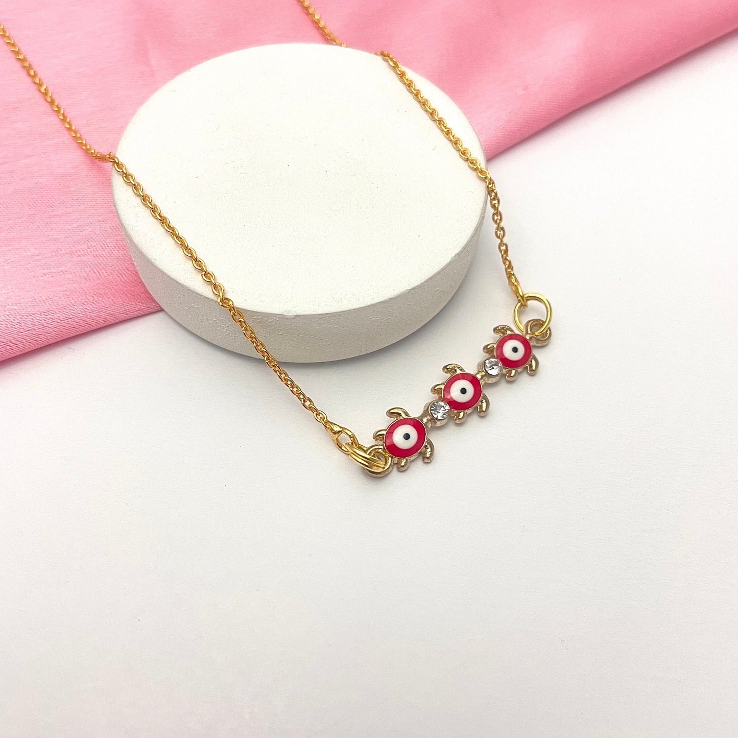 Red Tortoise Evil Eye Charm Necklace(Waterproof) - DropShp