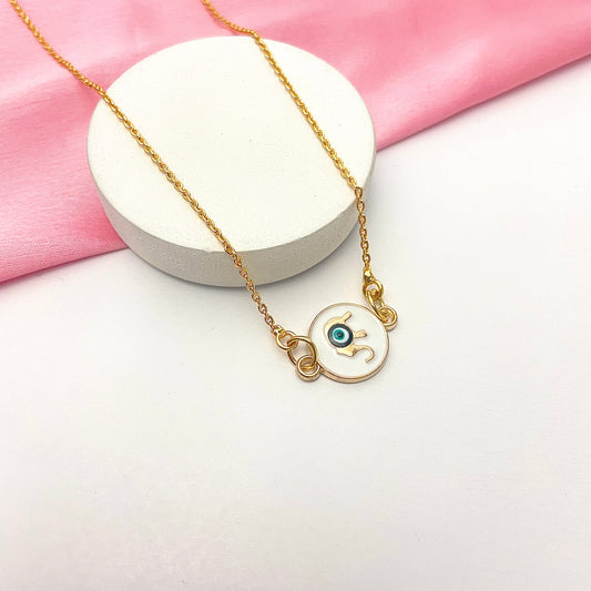 Waterproof Golden White Elephant Evil Eye Charm Necklace - DropShp