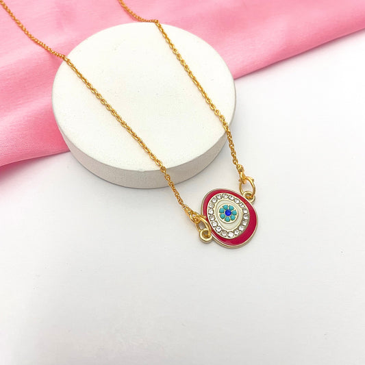Red Zircon Evil Eye Charm Necklace(Waterproof) - DropShp