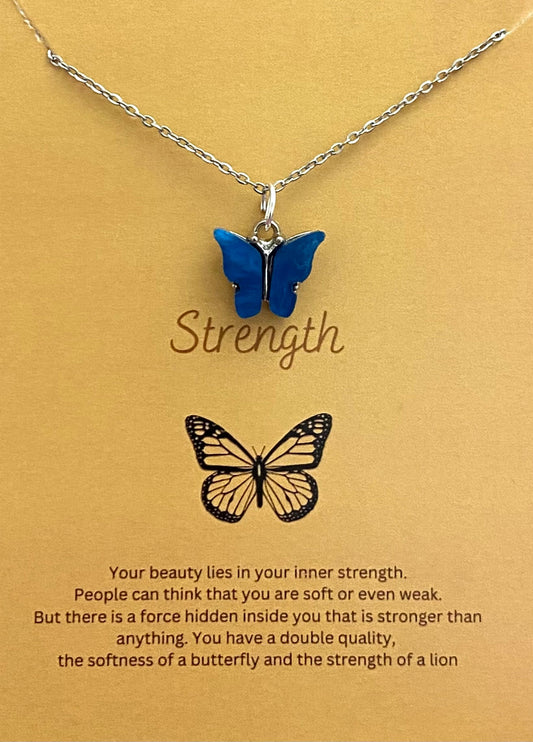Acrylic Butterfly Necklace With Silver Stainless Steel Chain - DropShp