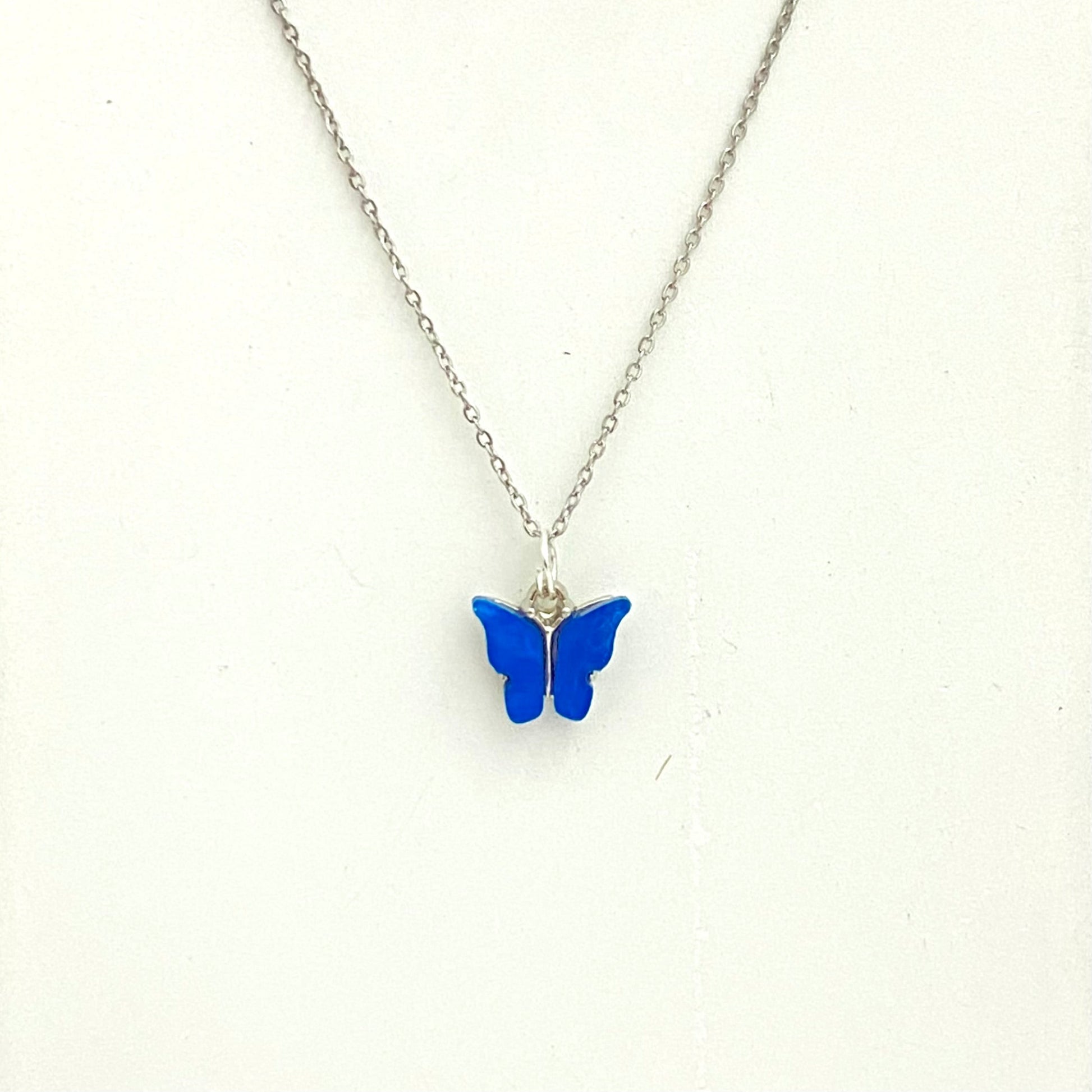 Acrylic Butterfly Necklace With Silver Stainless Steel Chain - DropShp