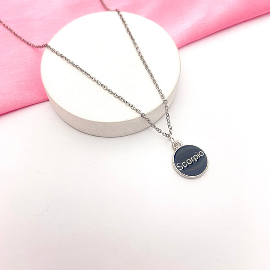 Waterproof Scorpio Zodiac Symbol Necklace With Silver Chain - DropShp