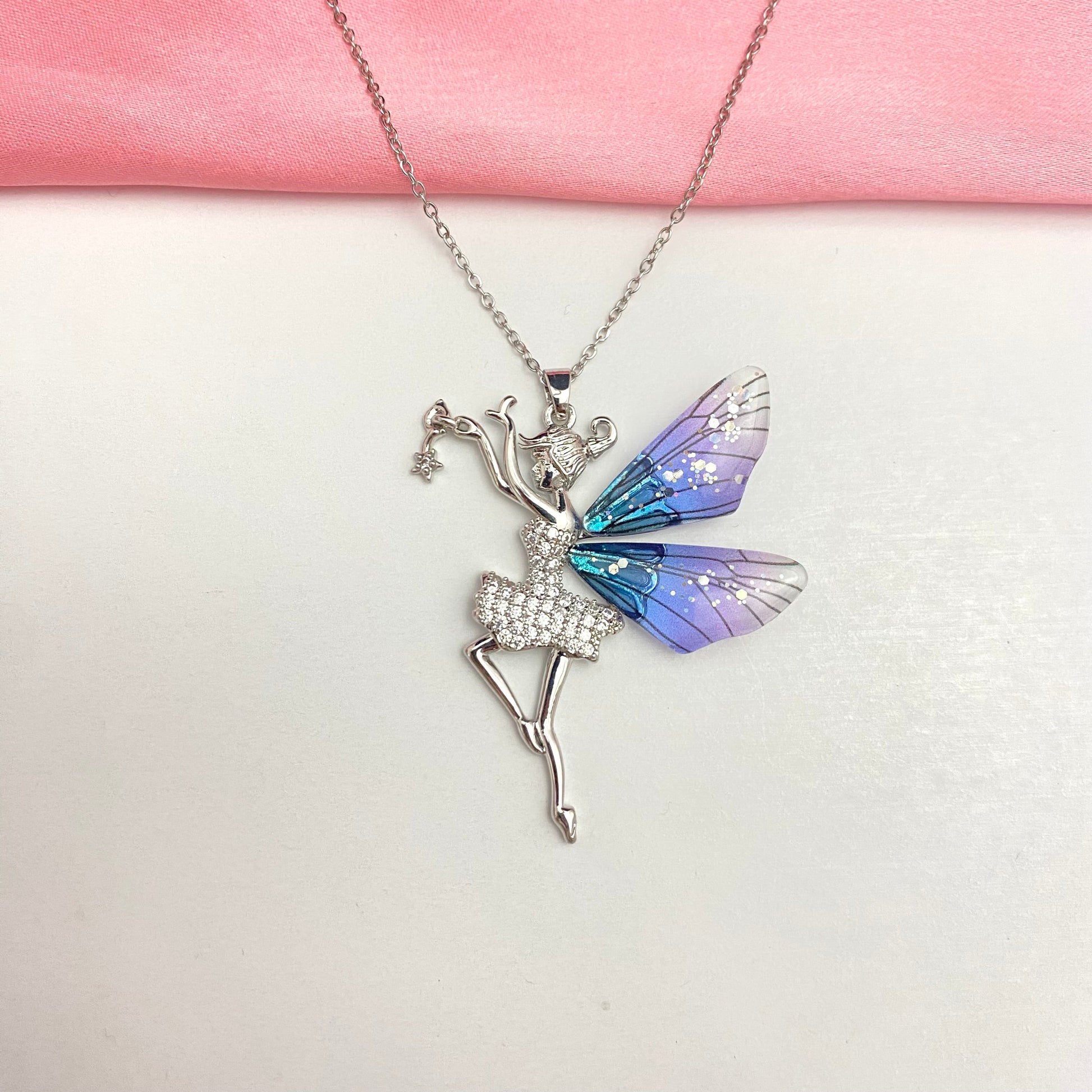 Silver Stainless Steel Fairy Pendant Necklace - DropShp