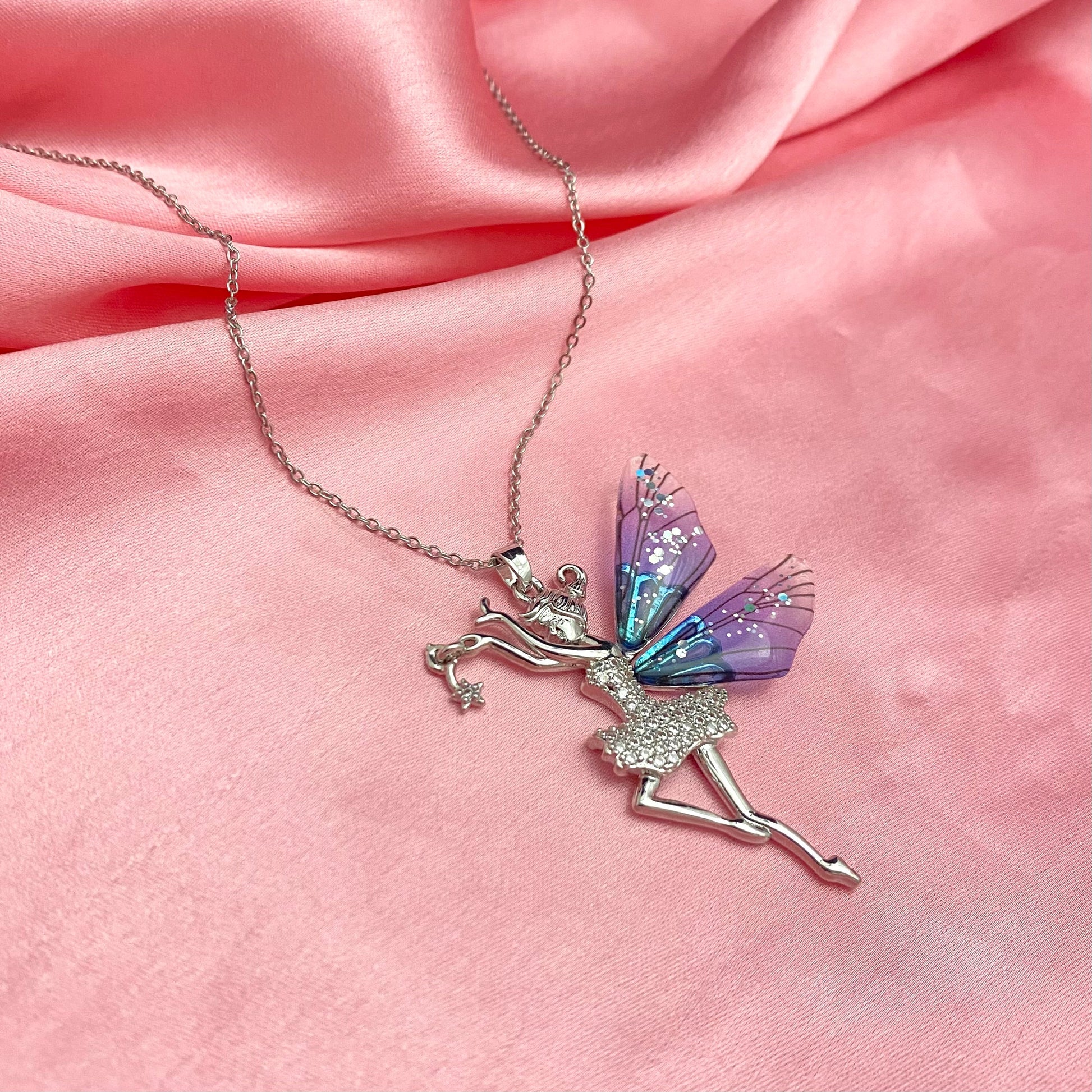 Silver Stainless Steel Fairy Pendant Necklace - DropShp