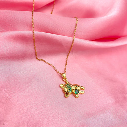 Stainless Steel Cute Bear With Heart Pendant Necklace - DropShp