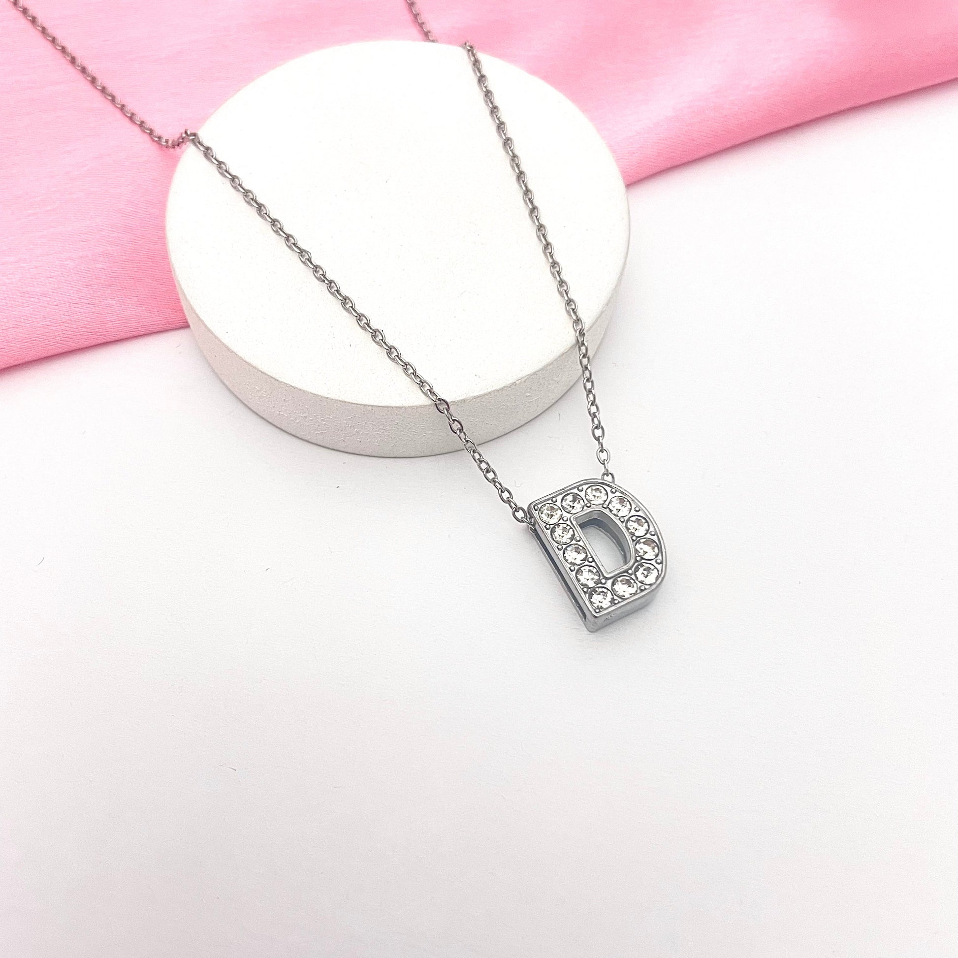 Alphabet D Initial Pendant Silver Necklace - DropShp