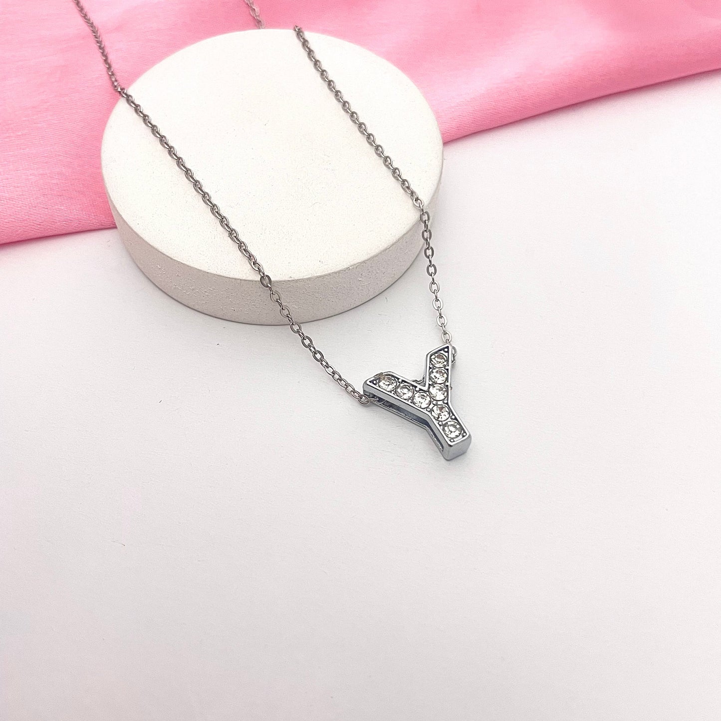 Alphabet Y Initial Pendant Silver Necklace - DropShp