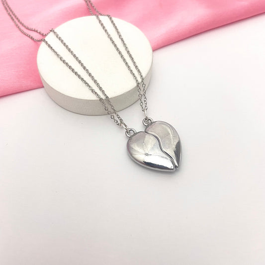 Silver Antitarnish Broken Heart Couple Necklace - DropShp
