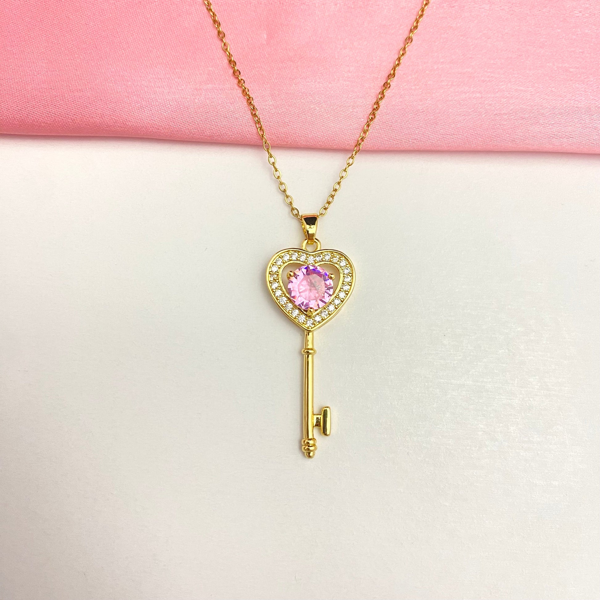 Golden Stainless Steel Key Shaped Necklace - DropShp
