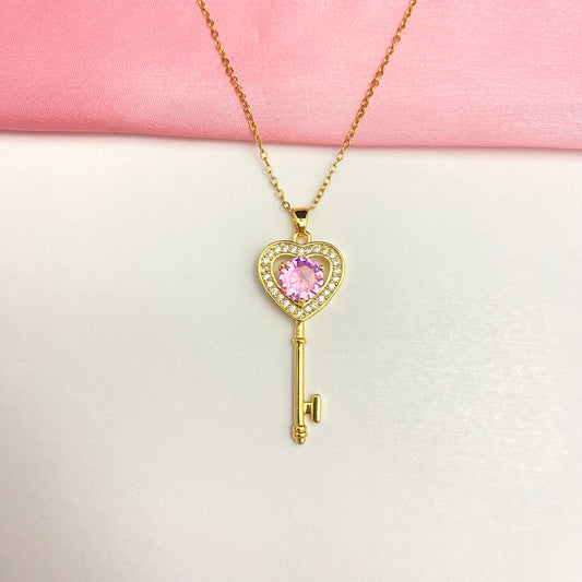 Golden Stainless Steel Key Shaped Necklace - DropShp