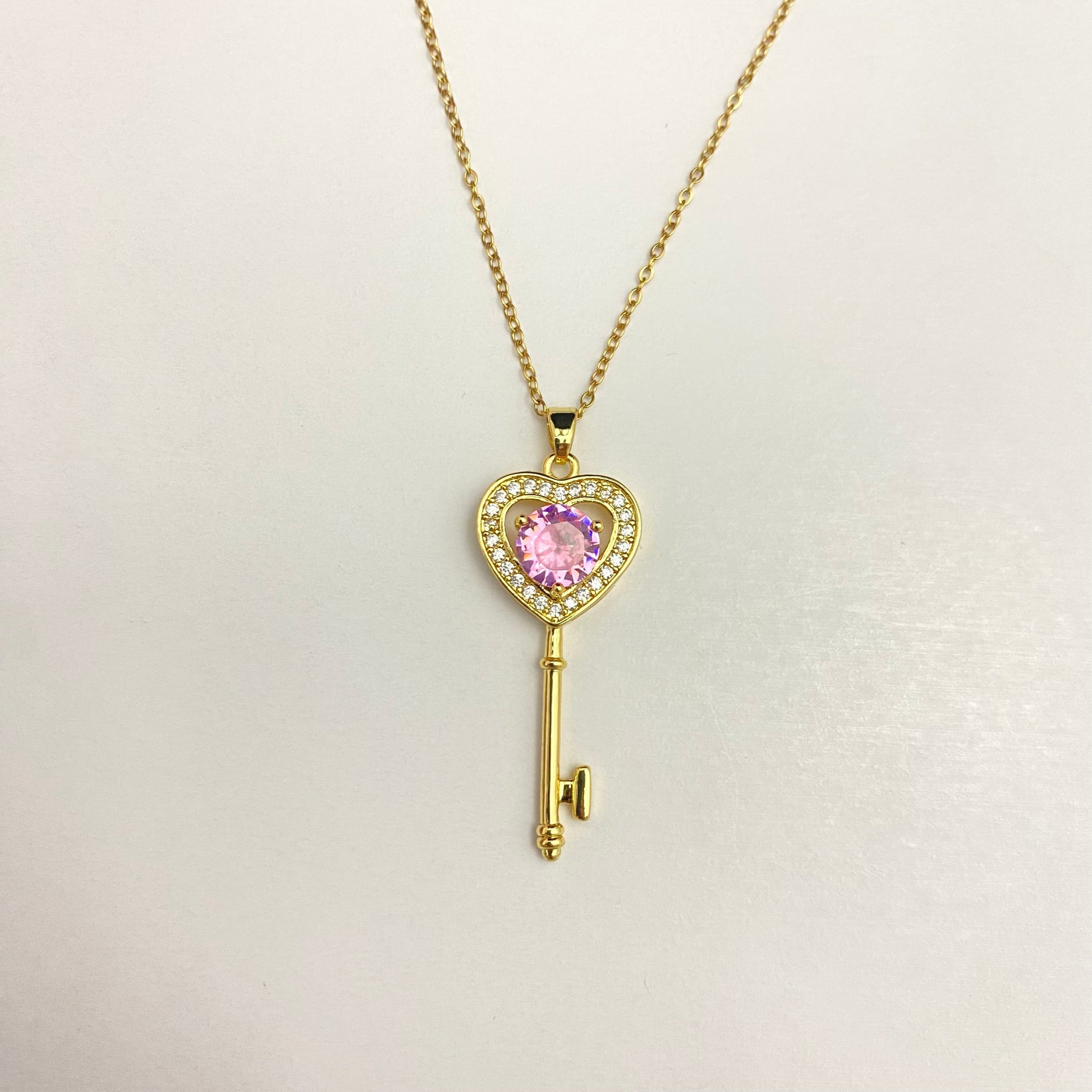 Golden Stainless Steel Key Shaped Necklace - DropShp