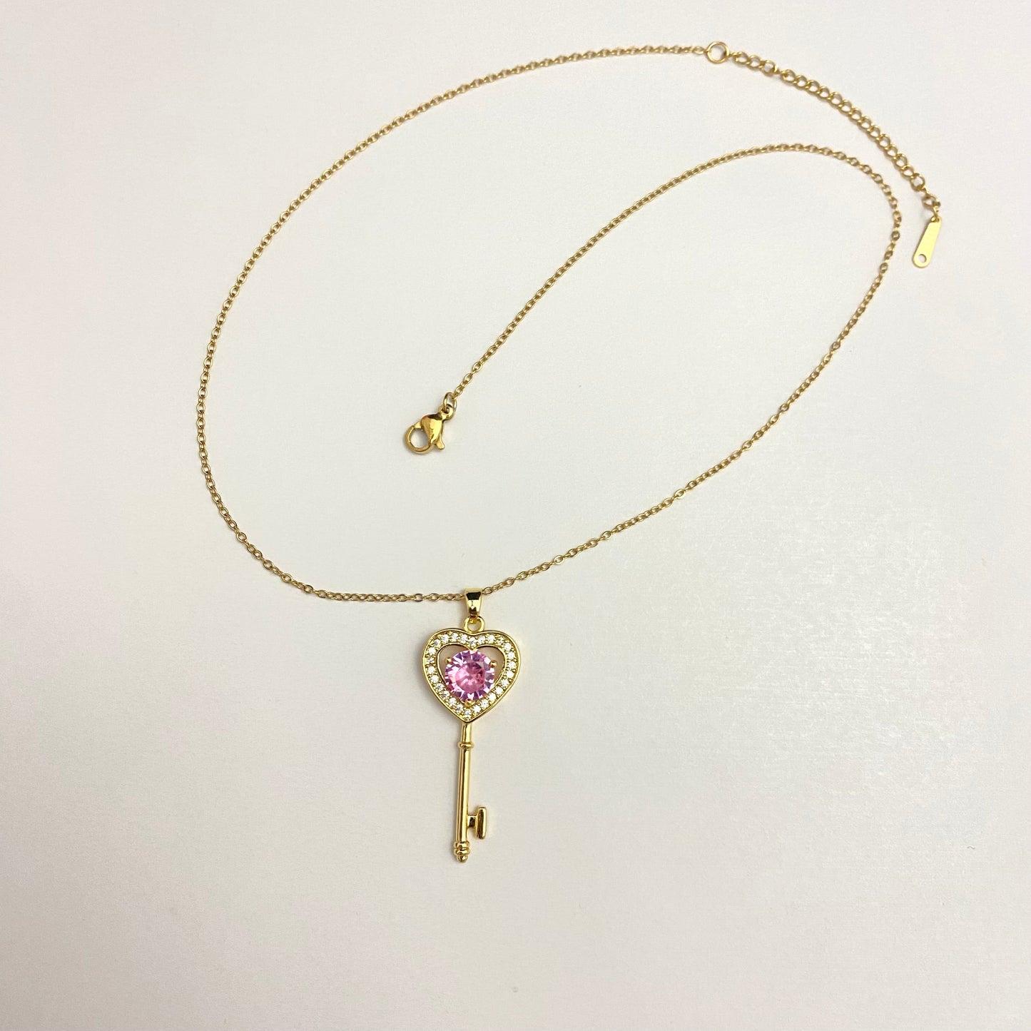 Golden Stainless Steel Key Shaped Necklace - DropShp