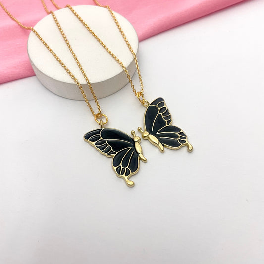 Black Butterfly Friendship Necklace - DropShp