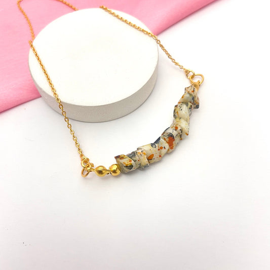 Adjustable Multicolour Tie-Dye Cut Stone Necklace - DropShp