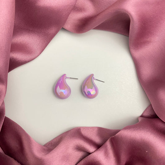 Lavender Teardrop Iridescent Stud Earrings - DropShp