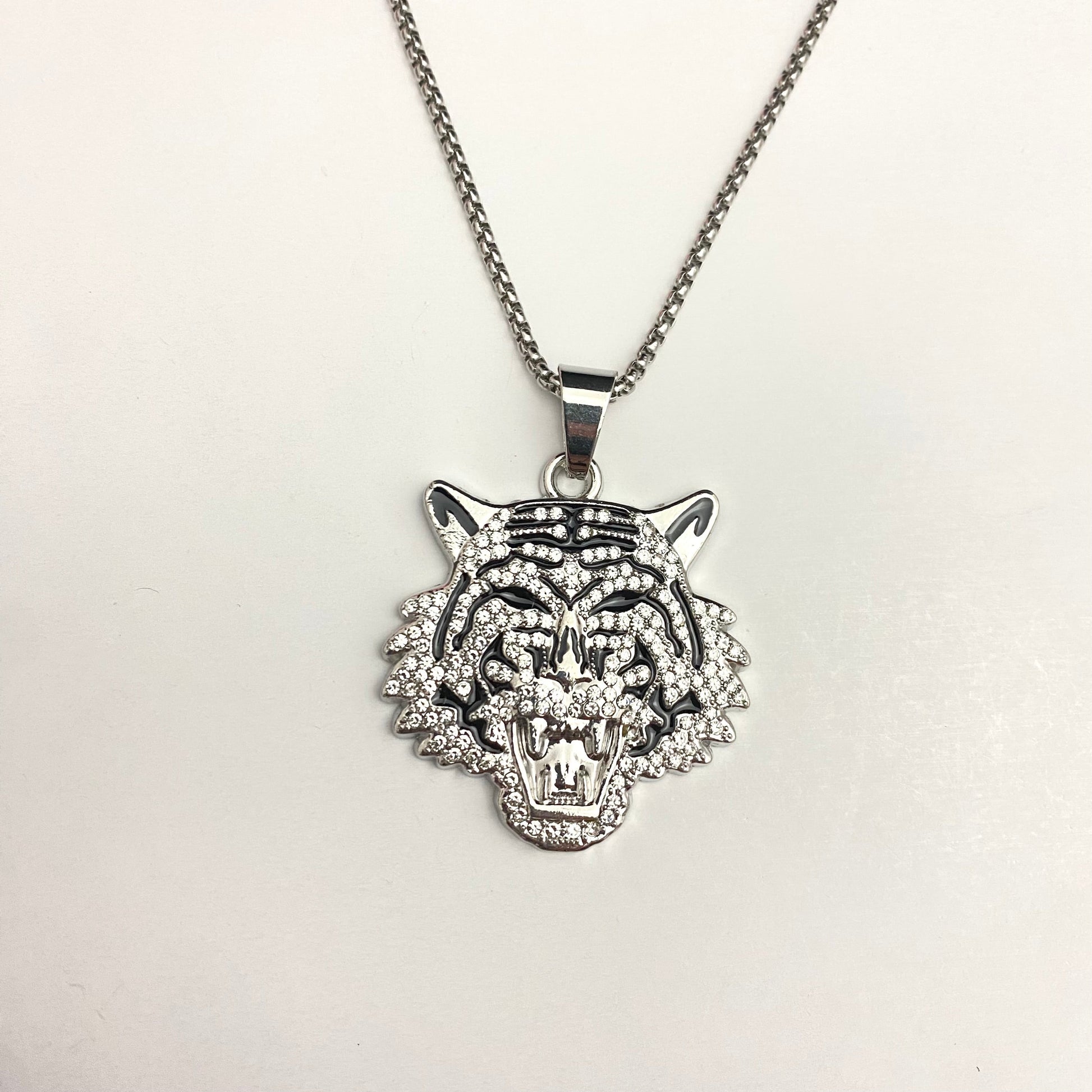 Tiger Head Iced Out Hip Hop Pendant Necklace With Chain - DropShp