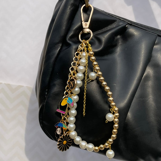 Cute Alloy Bag Keychain With Multi Charms for Women and Girls | Stylish Bag Accessories - DropShp